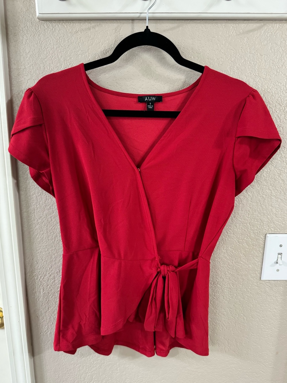 Pretty Red Wrap Women’s Blouse